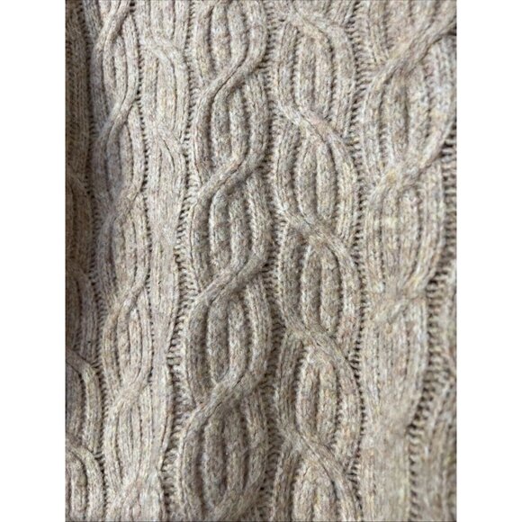 FOIL Cable Knit Pink Beige Long Sleeve Pullover Sweater Wool Blend Women Size L - Picture 2 of 8
